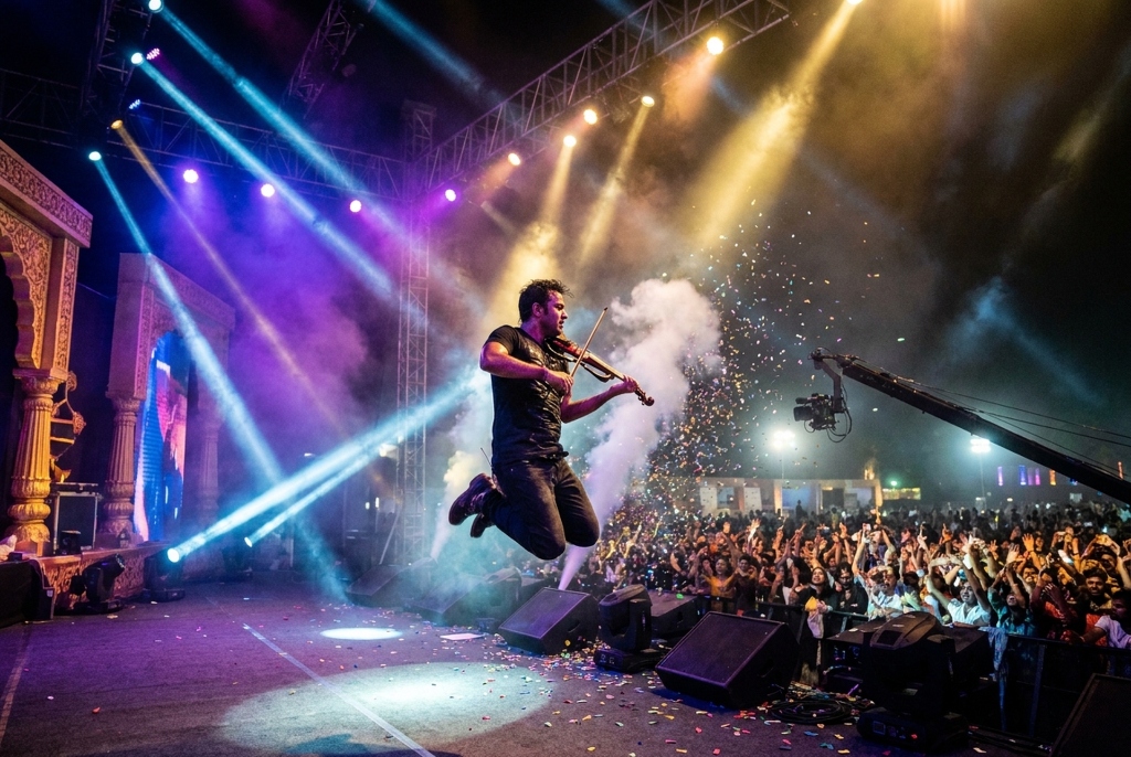Artists performing live on stage